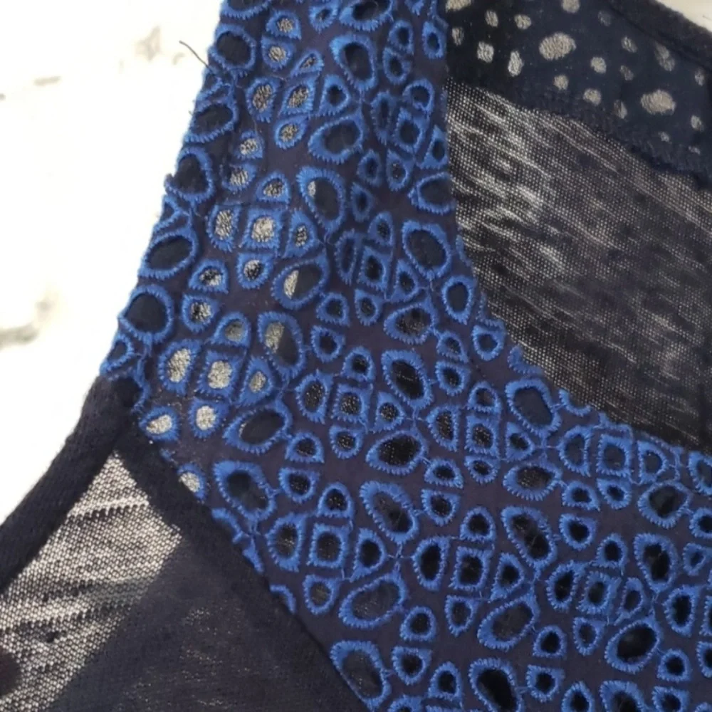 J Crew blue eyelet top